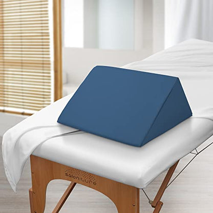 Saloniture Triangle Wedge Massage Table Bolster Under-Knee Pillow, Extra Large - 19 x 12 x 20 x 15.5 Inch - Blue - color: Blue