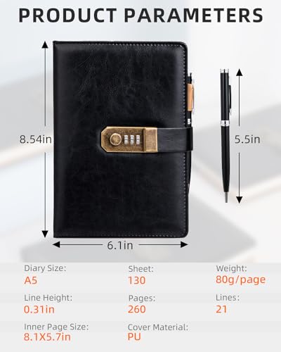 Nicpro 6 PCS Art Mechanical Pencils and Diary with Lock