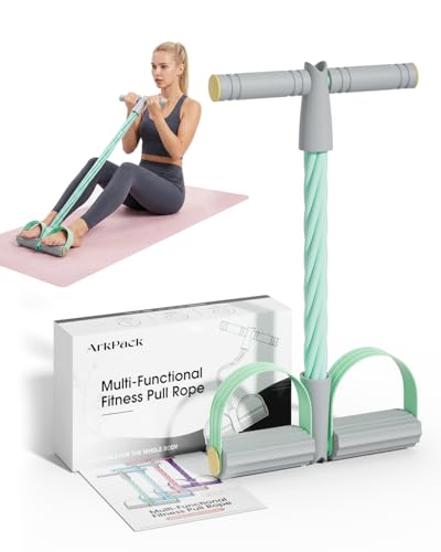 Pedal Resistance Band with Handle,6-Tubes Elastic Pull Rope Fitness Foot Pedal Resistance Bands for Women Girls Bestie Yoga Pilates Exercise Legs Calves Waist Arms Abdomen - color: Green
