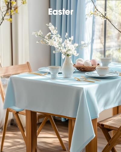 Pureegg Plastic Table Cloth Disposable 8 Pack 54 x 108 Inch, Light Blue | Easter Party, Wedding, Picnic, Leakproof & Sturdy, Light Blue, Tablecloth - color: Light Blue, size: 54" X 108" Rectangle