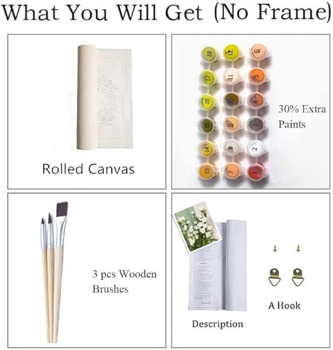 ZRIZQ Flowers Paint by Numbers Kit for Adults Beginner,Lily,16x20 | Full set with wooden brushes,rolled canvas,rich paints.Calming activity.Beginner friendly.Just open and paint. - color: 16"X20"Rolled Canvas(Frameless)-Flowers 11