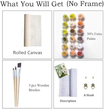 ZRIZQ Flowers Paint by Numbers Kit for Adults Beginner,Lily,16x20 | Full set with wooden brushes,rolled canvas,rich paints.Calming activity.Beginner friendly.Just open and paint. - color: 16"X20"Rolled Canvas(Frameless)-Flowers 11