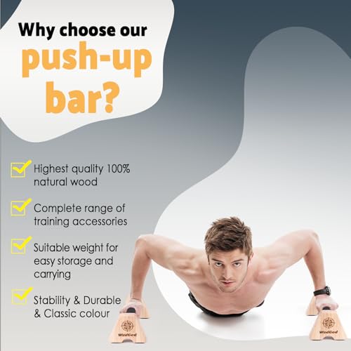 Premium Wooden Push Up Bars,Parallettes Bars for Calisthenics,Push Up Handles,Calisthenics Equipment for outdoor&home,Complete Push-Up Workout Kit,Solid rubber wood