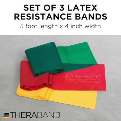 THERABAND Resistance Bands Set, Elastic Bands for Exercise & Physical Therapy, Strength Training for Upper & Lower Body Fitness - size: Beginner Set – 3 Pack, style: Latex