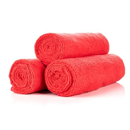 The Rag Company - Sport & Workout Towel - Gym, Exercise, Fitness, Spa, Ultra Soft, Super Absorbent, Fast Drying Premium Microfiber, 320gsm, 16in x 27in, Red (3-Pack) - color: Red