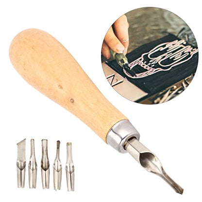 2 Sets Linoleum Carving Tools - 10 Replaceable Cutters | 2 Wooden Handles Stamp Carving Tools, Linocut Kit for Printmaking Ideal for Linocut, Woodworking, Precision Carving
