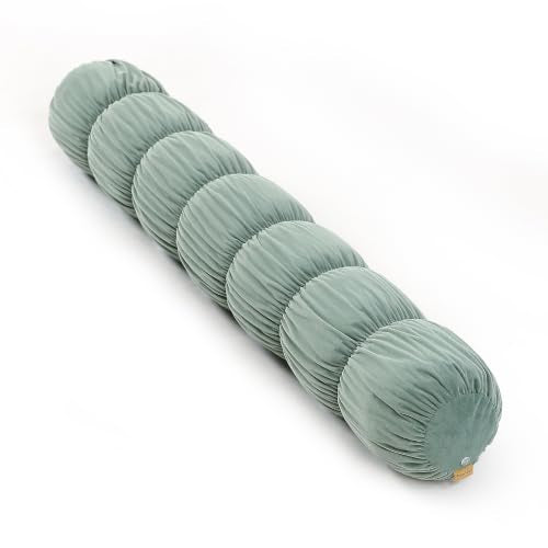 Pat. Pend. Long Cylinder Pillow for Bed, 47 Inch, Green | Long bolster pillow with a removable, washable soft velvet cover; for adults, side sleeping, sofas and leg support. - color: Green, size: 47"x 7.87"