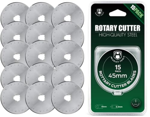 45mm Rotary Cutter Blades 15 Pack Fits Olfa, Fiskars, Replacement Rotary Blade for Arts Crafts Quilting Scrapbooking Sewing, Sharp and Durable - size: 45mm 15pcs