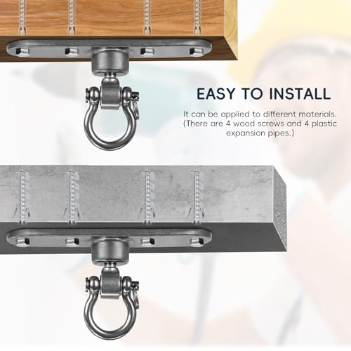 Heavy Duty Stainless Swing Hanger with Smooth Swing Bearings 180°+360°, 1500 lb Capacity for Indoor Outdoor Playground Yoga Hammock Chair Sandbag Porch Swing Bag - size: size1