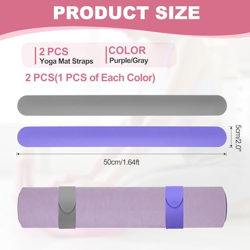 Yoga Mat Strap Slap Band, One Snap Yoga Mat Slap Band for Keep Mats Tightly Rolled Exercise Mat Sling Holder - color: Purple/Gray