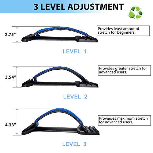 JUMPOW Back Stretcher for Lower Back Pain Relief,3 Level Lumbar Board - color: Black, Blue-3 Level