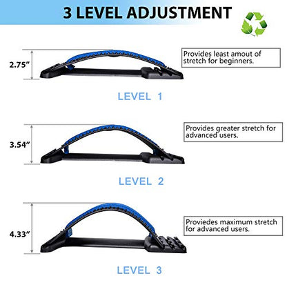 JUMPOW Back Stretcher for Lower Back Pain Relief,3 Level Lumbar Board - color: Black, Blue-3 Level