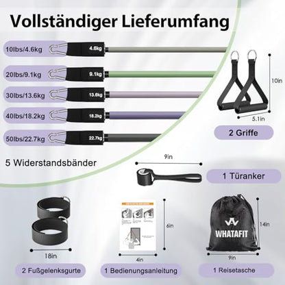 WHATAFIT Resistance Bands with Handles, 5-Level Exercise Bands for Workout - color: Purple Grey