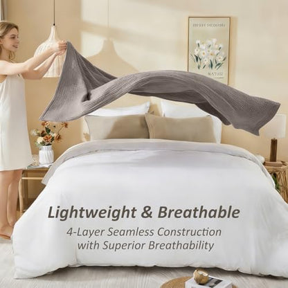 EMME Cotton Muslin Large Throw Blanket Couch Breathable Gauze Soft Lightweight Bed Blankets Adults (Heather Brown, 50"x70") - color: 05 - Brown, size: Large Throw (50" X 70")
