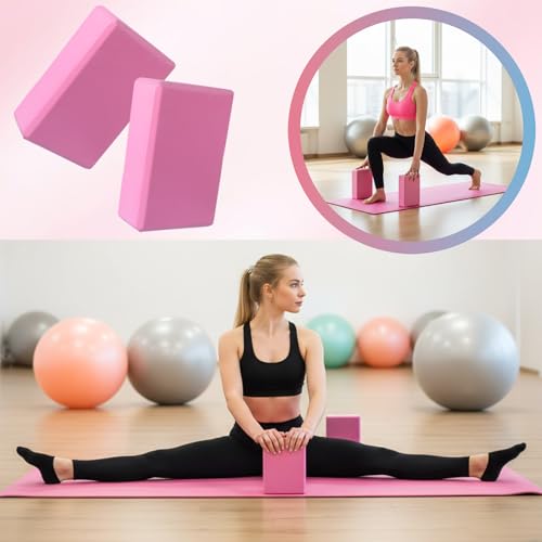 4 Pcs Yoga Blocks 9 x 6 x 3.15 Inch Eva Foam Lightweight Non Slip Yoga Props Firm and Supportive for Yoga Pilates Stretching Meditation
