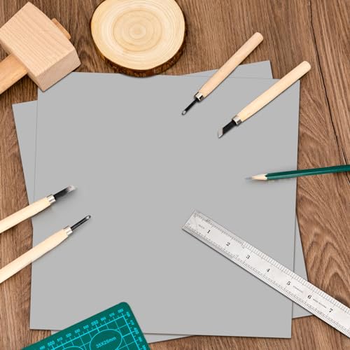 Yeaqee 4 Pcs 12 x 12 Inch Linoleum Blocks for Printmaking, Gray - color: Gray, size: 12 x 12 Inch