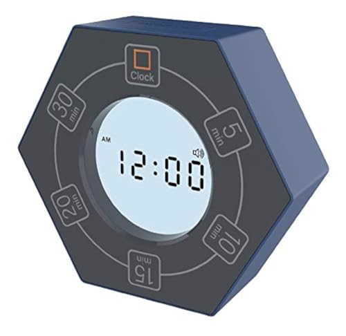 Hexagon Rotating Productivity Clock, Pomodoro Timer with 5, 10, 15, 20, 30 Minute Presets, Timer for People with ADHD (Blue) - color: Blue - 5, 10, 15, 20, 30 Min