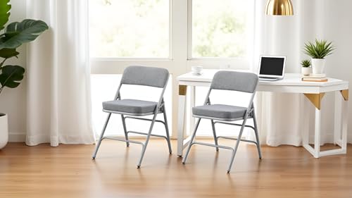 Padded Folding Chairs with Thick Cushion, 2 Pack Grey - color: Grey 2 Pack