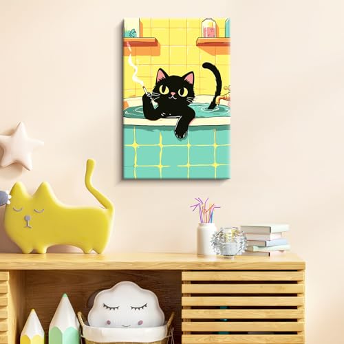 ZTOTZ Paint by Numbers Kit for Adults Framed,Smoking Cats Paint by Number Canvas 8x12,Easy Animal Paint by Numbers for Teens Beginner Home Wall Decor - color: A-04-cat