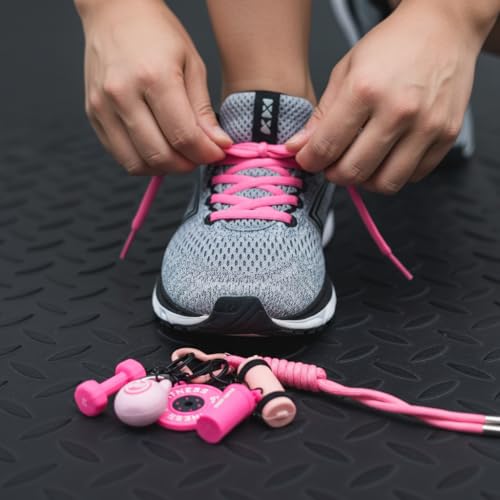 Gym Keychain Motivational Fitness Accessories with Dumbbell Kettlebell Barbell Yoga Mat Charms Weightlifting Keyring - color: Pink