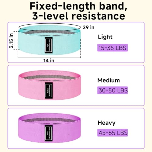 Resistance Bands, Fabric Workout Bands for Women & Men, Cloth Booty Resistance Loop Bands, Thick Squat Bands for Home Fitness, Gym, Yoga, Pilates for Butt Legs Thigh Hip Glute - color: Aqua Pink Purple01