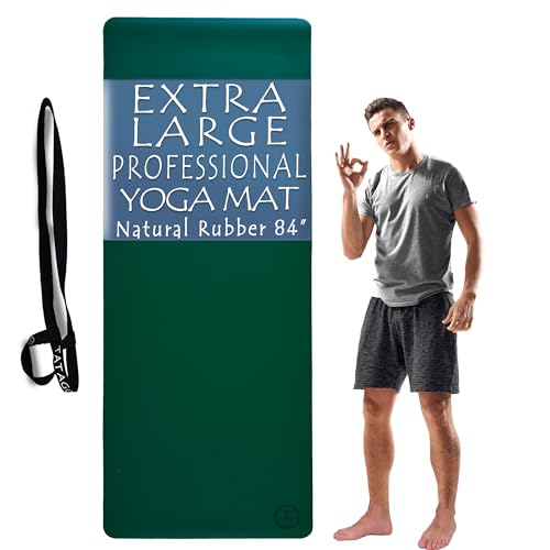 Tatago Hot Yoga Mat Non Slip-Professional Grade Natural Rubber Yoga Mat, Pliates Mat, Stretching Mat or exercise mats for home workout. Nonslip for Hot and Sweaty Classes. Includes Yoga Strap for Carrying and Stretching too. - color: Ezmeraldo, size: 84 I