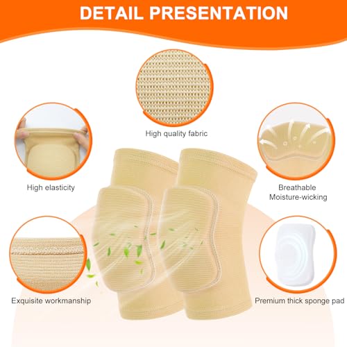 HISFFOG Volleyball Knee Pads for Women, Men, Youth, Girls, Kids, Knee brace for Volleyball Basketball Football Dance Yoga Tennis Running Cycling Workout Climbing Wrestling - color: Skin, size: Medium