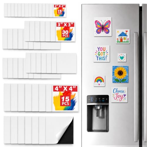CONDA 60 Pack Multi-Size Mini Magnetic Canvas Panels, Small Canvases for Painting for Oil, Acrylic, Pouring Watercolor & Art Crafts DIY - size: Multi-Size 60pack