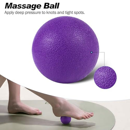 5 in 1 Foam Roller Set High Density Patented Foam Roller for Exercise - color: Purple Diamond