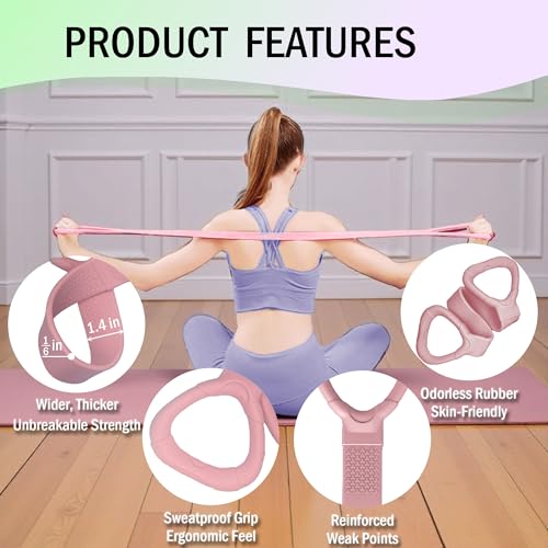 Full Body Resistance Bands Set for Women & Men, Professional Upper & Lower Body Workout Bands for Arms, Legs, Glutes, Yoga, Strength Training, Home Gym Fitness Equipment - color: PinkPurple 4pcs