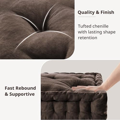 Intelligent Design Floor Pillow Large Meditation Cushion, 20x20 Brown - color: Brown