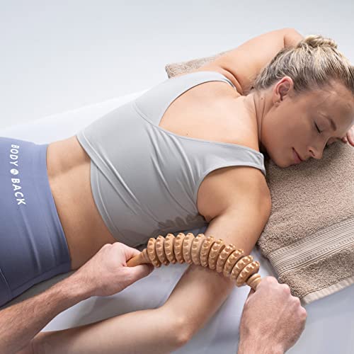 Body Back Wooden Curved Therapy Roller, Massage Tool for Muscle Pain Relief - size: Curved
