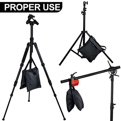 Hoteam 12 Sets Sandbag Weight Bag with Zipper, Heavy Duty Black Sand Bags for Canopy Tent Legs Photography Backdrop Stand with Spring Clamps and Hooks Outdoor Decorations
