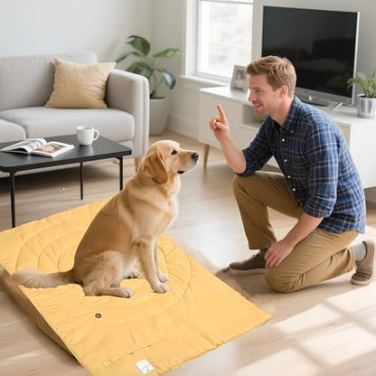 Lightly Padded Roll-Up Travel Dog Mat Settle & Place Training - color: Blue, size: Large(46.46"x26.38")