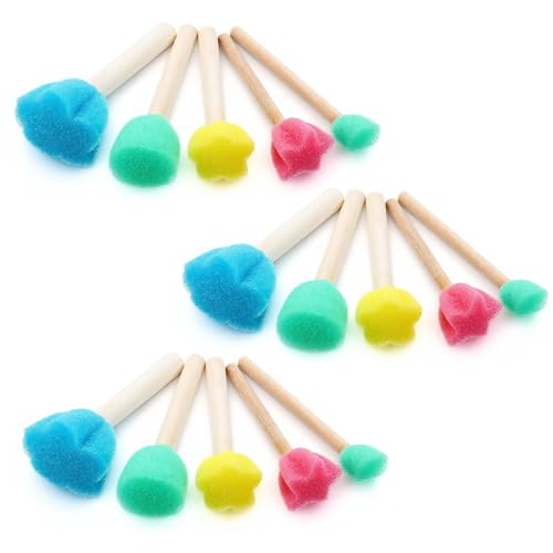 15 PCS Sponge Paint Brushes for Crafts, Foam Paint Brushes for Art Painting | Paint Sponges for Crafts, 5 Sizes Sponge Brushes for Painting DIY Crafts