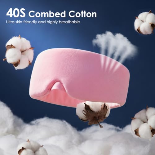 MORLIDEN Sleep Mask for Women Men, Light Blocking Eye Mask, Pink - color: Blush Pink Combed Cotton