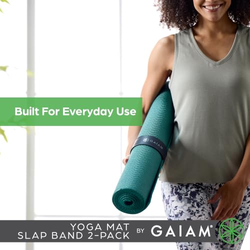 Gaiam Yoga Mat Slap Band — Slap-On trap for Easy Storage & Travel — Durable Snap Band Fits Most Rolled Yoga, Pilates & Exercise Mats