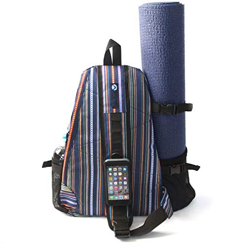 AURORAE Yoga Mat/Gym/Pickleball Cross-body Sling Back Pack. Mat sold separately - color: Purple Stripe