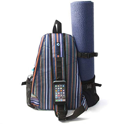 AURORAE Yoga Mat/Gym/Pickleball Cross-body Sling Back Pack. Mat sold separately - color: Purple Stripe