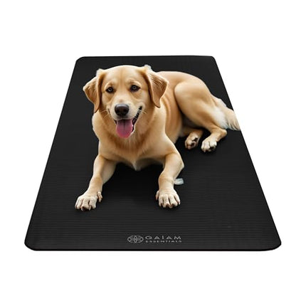Gaiam Thick Yoga Mat, Exercise & Fitness Mat with Easy-Cinch Carrying Strap - color: Black, size: 2/5" (10MM)