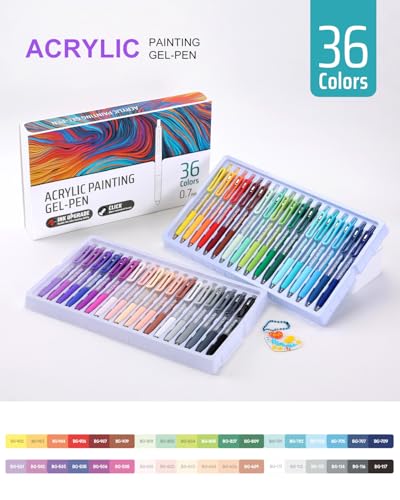 Acrylic Gel Pens for Coloring, 36 Colors Retractable Colored Pens | 0.7mm Tip , Premium Gift Box Set, Perfect for Coloring, Writing, Drawing, Journaling, Note Taking, Black & White Paper - color: 36 colors