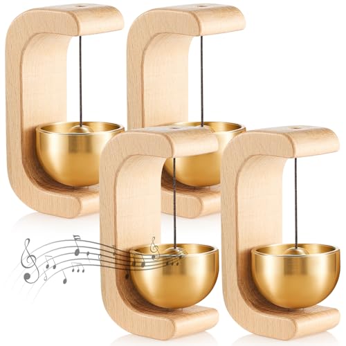 Zonon 4 Pcs Magnetic Wooden Doorbell Chime, Nature Beech Color | Shopkeepers Bell, C Shape Doorbell Decoration Wind Chime, Door Opening, Home Store Office Cafe Pet Housewarming Gift - color: Nature Beech Wood