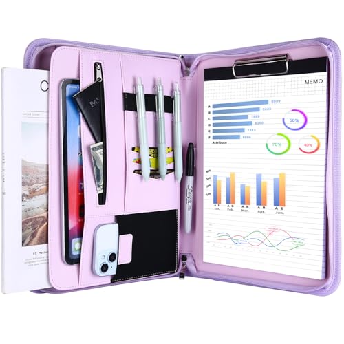 ProCase Portfolio Business Padfolio Folder with Zipper -Purple | Conference Meeting Executive File Legal Document Organizer with Pockets Letter Size A9 Writing Pad Notepad Padfolio - color: Purple