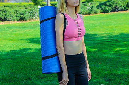 LOKATSE Home All Purpose Thick Yoga Mat with Carrying Strap High Density - color: Blue