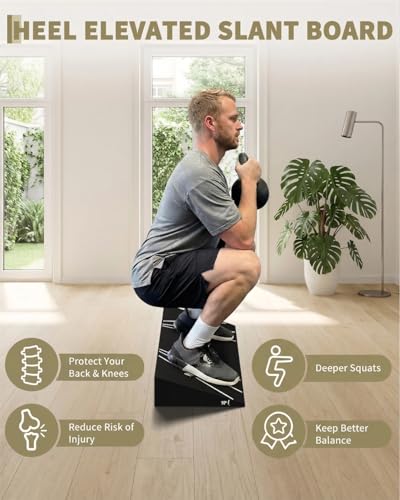 Squat Wedge Block, Heel Elevated Slant Board for Squats, Non-Slip 15° Incline Weightlifting Wedge, Extra Large One-Piece Platform for Deeper Squats, Calf Stretches, Ankle Mobility, Home Gym