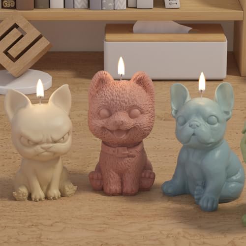 5 PCS Dog Silicone Molds, 3D Animal Resin Candle Soap Making Molds,Animals Casting Silicone Molds for Wax, Soap, Resin Craft, Plaster,Cake Decor, Keychain DIY, Home Decoration