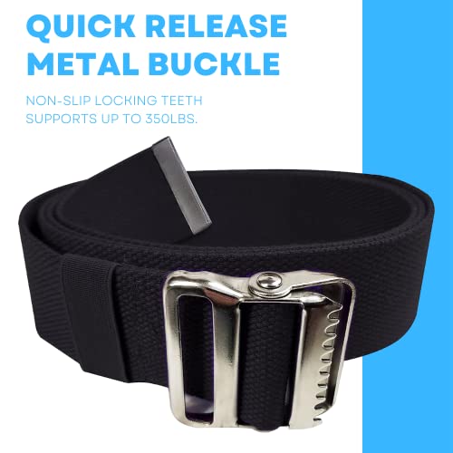 LiftAid Transfer and Gait Belt 60 Inch with Metal Buckle and Loop - Walking, Standing and Transfer Assist Aid for Seniors, Elderly Patients, Caregiver, Nurse, Therapist (Black) - color: Black