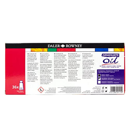 Daler Rowney Graduate 22ml Oil Paint Set, 36 Assorted Colours, High Lightfastness, Ideal for Student Artists & Hobbyists - size: 26.78 Fl Oz (Pack of 1)