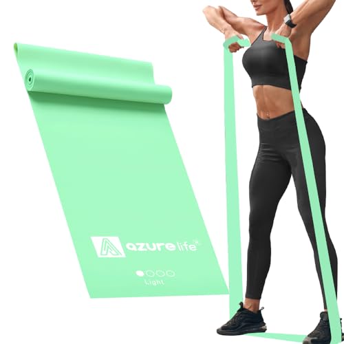 A AZURELIFE Professional Individual Exercise Resistance Bands, Single 5, 6,7 Ft or 8 Yards Elastic Bands, Non-Latex Stretch Bands for PT, Yoga, Pilates, Rehab, at-Home or The Gym Workouts - color: Green - Light, size: 7 Feet
