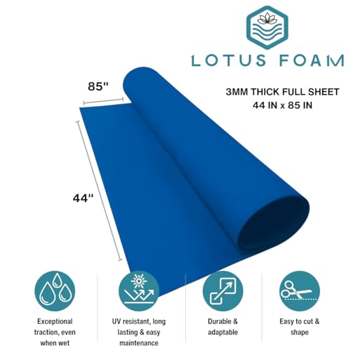 LotusFoam EVA Foam Sheet 3mm – 44"x 85" Craft Foam for Cosplay, Costumes & DIY, High Density 130 kg/m3, Heat Shapeable, Paintable, 35 Colors (Blue) - Blue - color: Blue